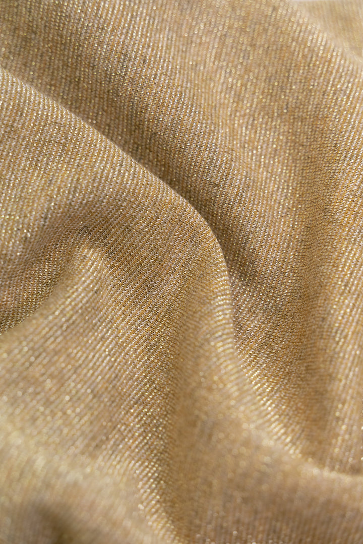 PHYMOSIA GOLDEN SLIGHTLY GLITTERING STRETCHY VISCOSE-BLEND WRAP BLOUSE