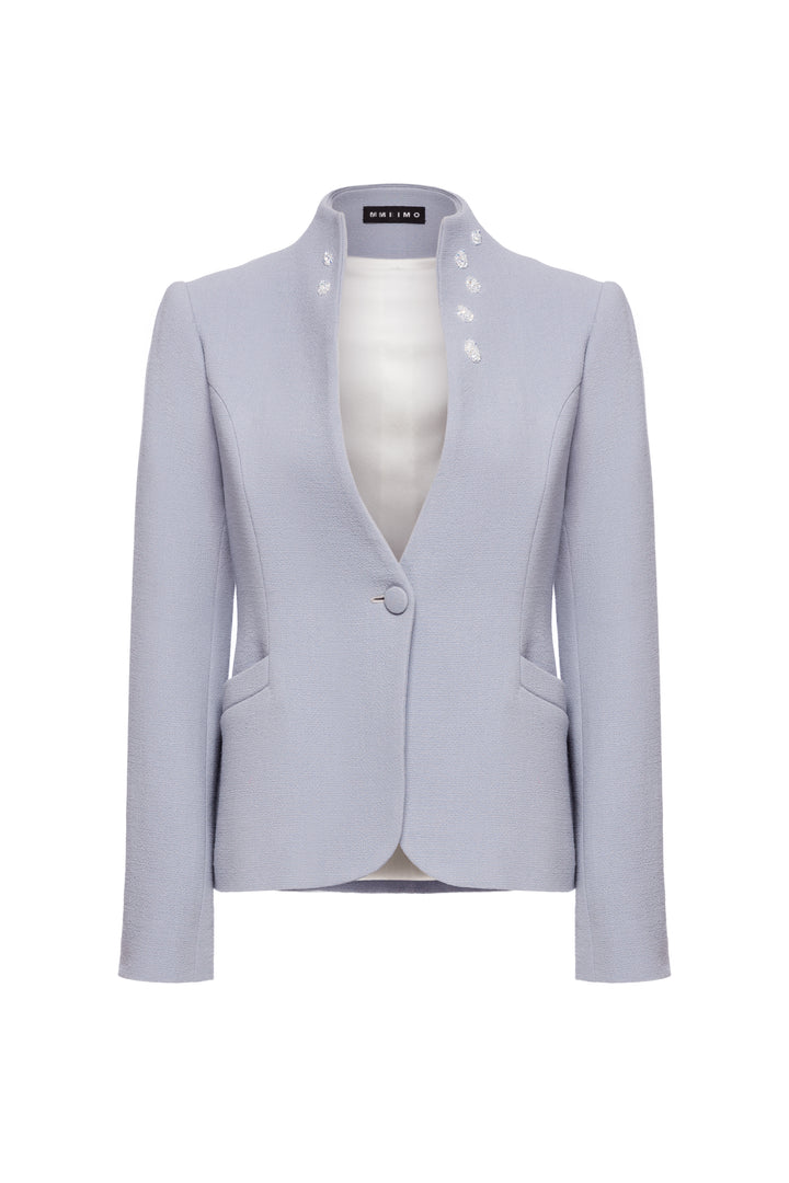 OLEANDRA LILAC WOOL JACKET WITH CRYSTAL EMBROIDERY