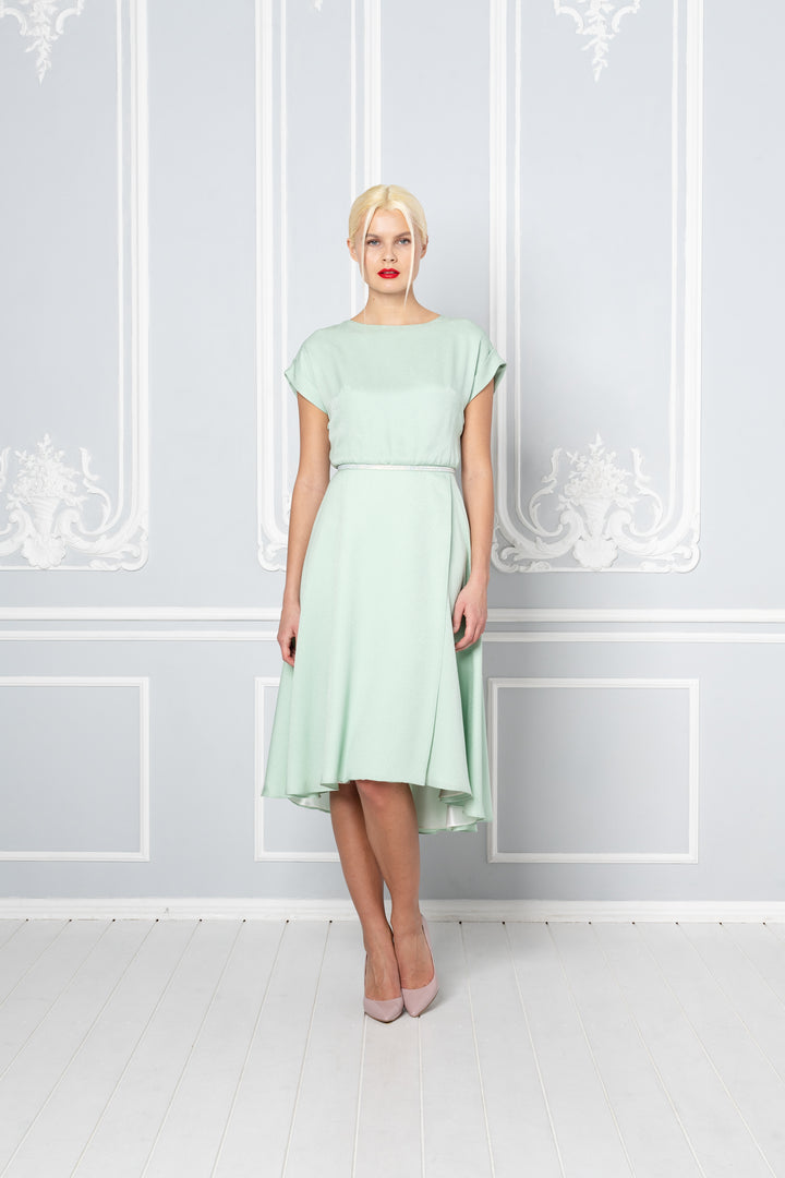 LEIBNITZIA MINT GREEN SILK DRESS WITH THE BELT