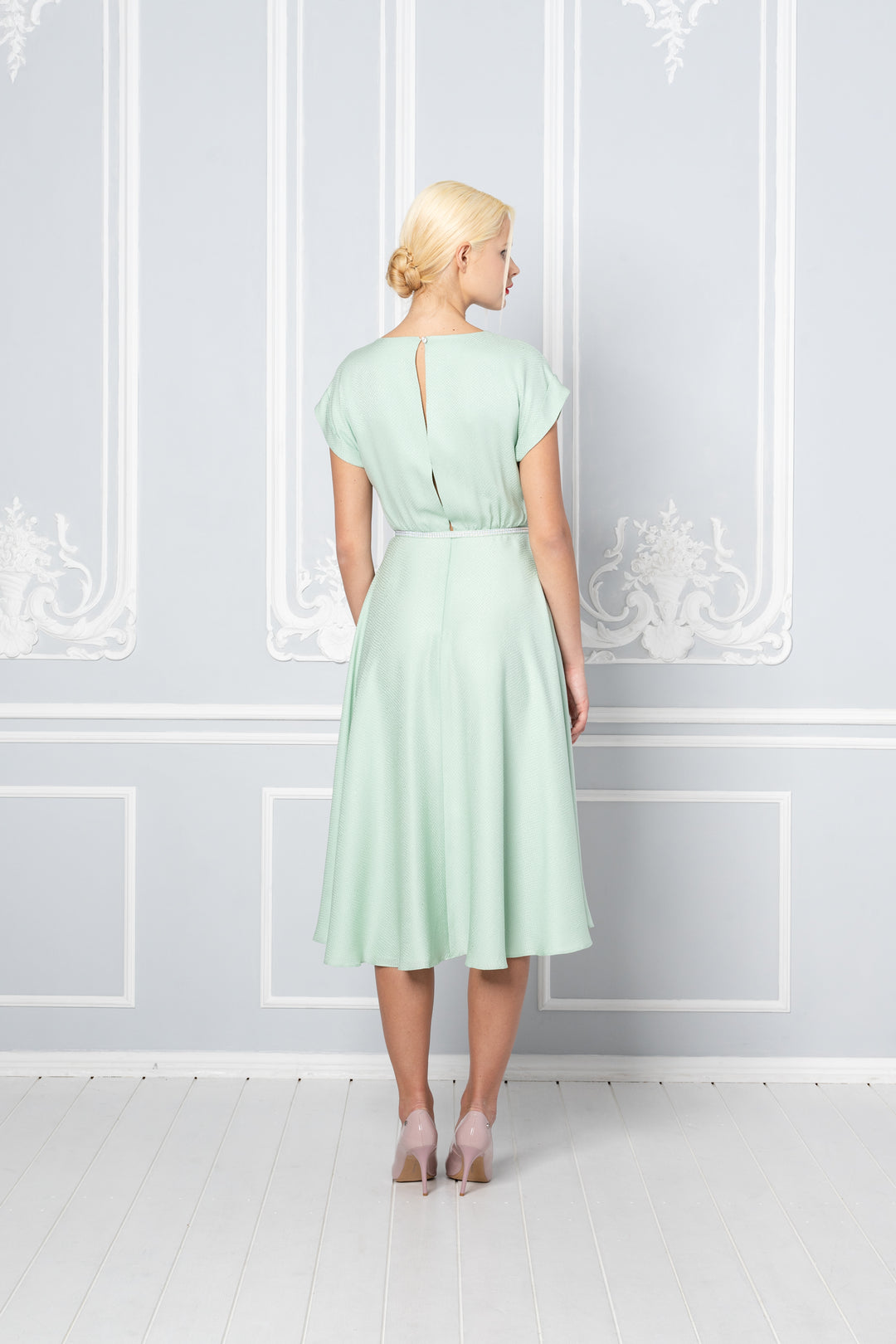 LEIBNITZIA MINT GREEN SILK DRESS WITH THE BELT