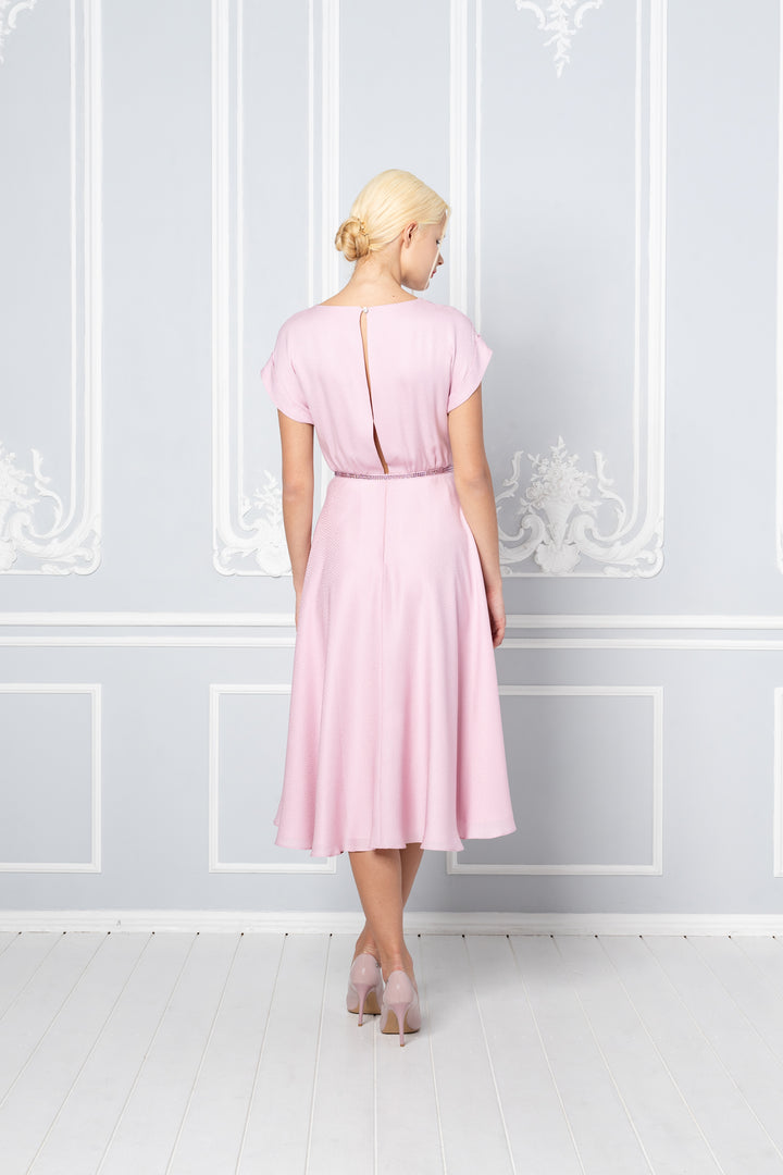 LEIBNITZIA SOFT PINK SILK DRESS WITH THE BELT