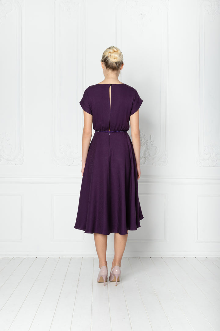 LEIBNITZIA PURPLE VELVET SILK DRESS WITH THE BELT