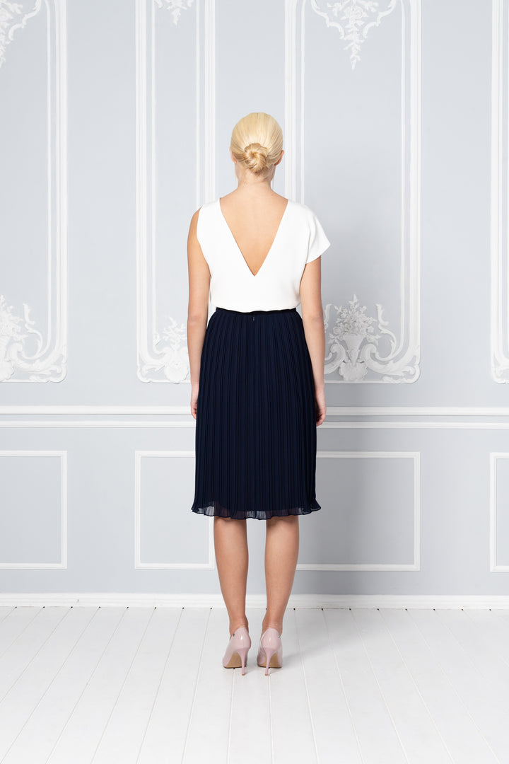 LANTANA NAVY BLUE PLISSÉ PENCIL SKIRT