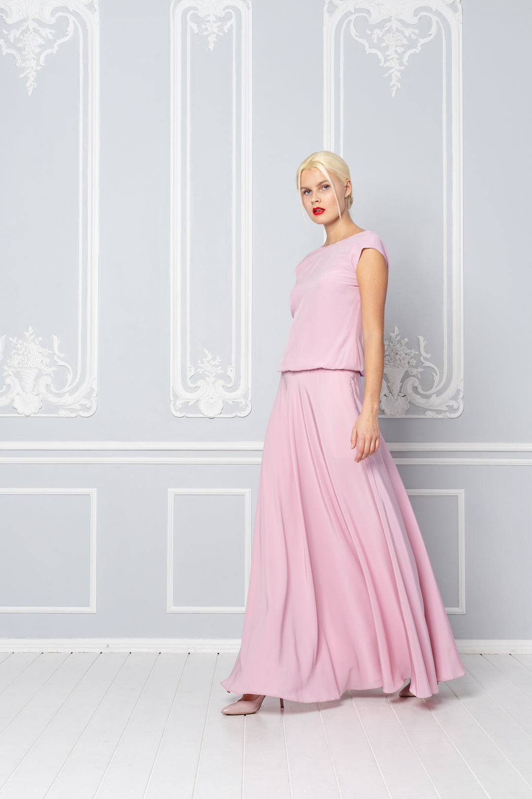 RESEDA PINK SILK GOWN