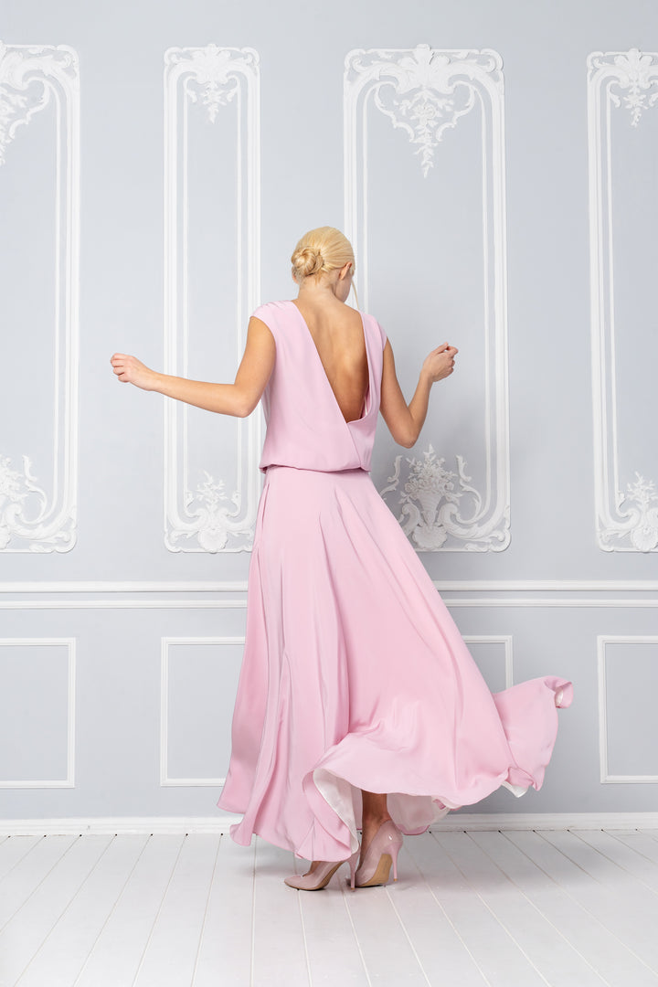 RESEDA PINK SILK GOWN