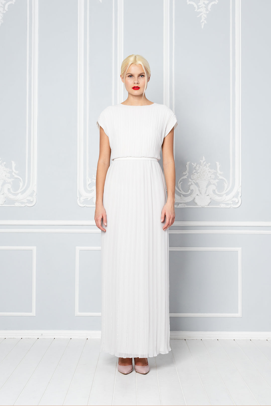 MERREMIA OFF-WHITE PLEATED GOWN