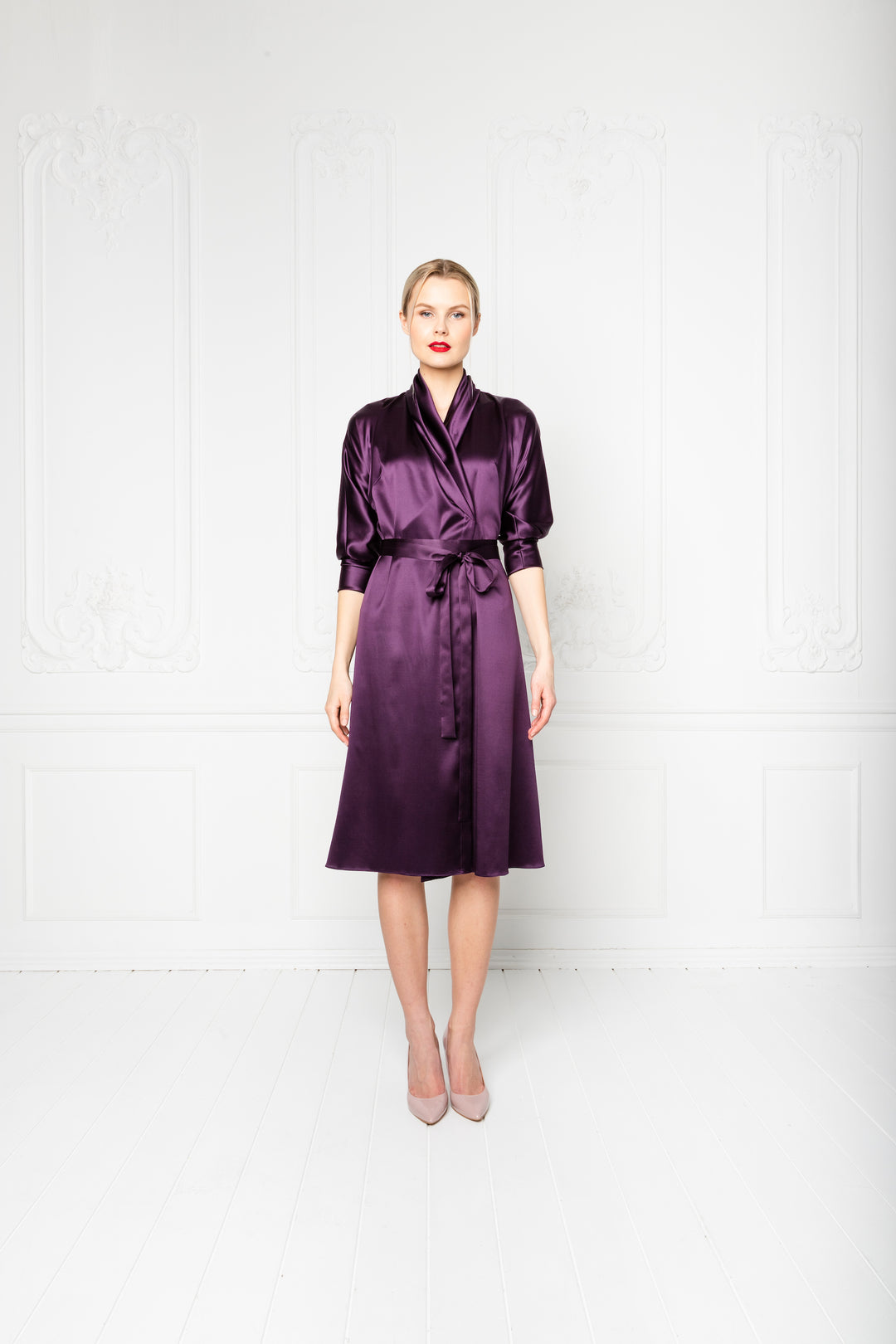 PAROCHETUS PURPLE SILK WRAP DRESS