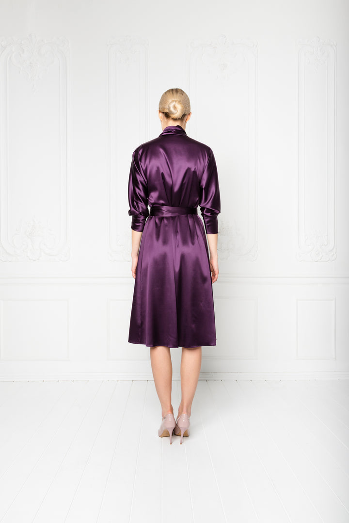 PAROCHETUS PURPLE SILK WRAP DRESS