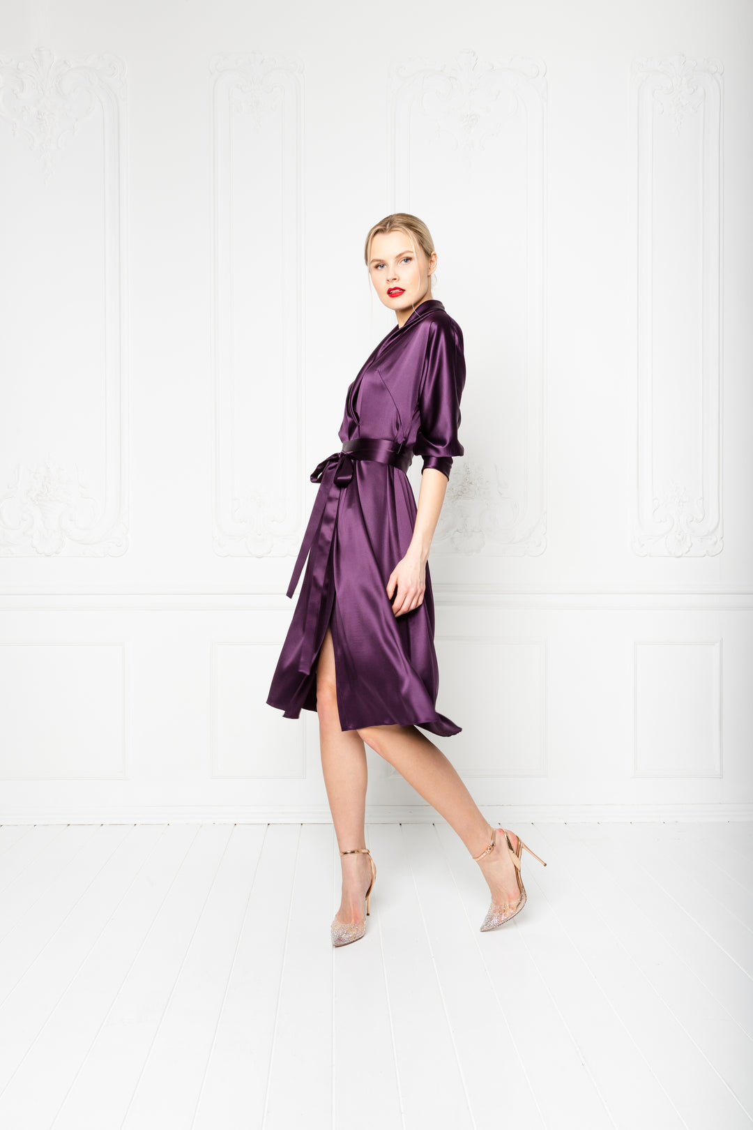 PAROCHETUS PURPLE SILK WRAP DRESS