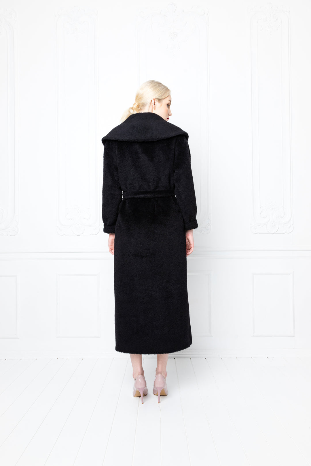 LALLEMANTIA BLACK OVERSIZED BABY ALPACA BLEND WINTER COAT