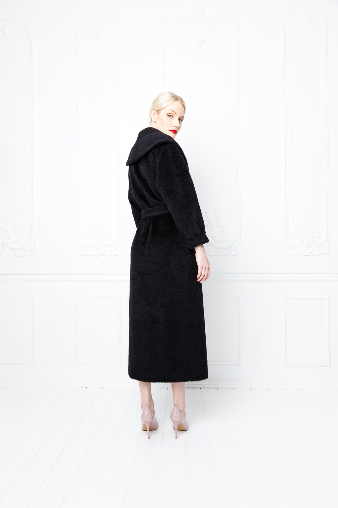 LALLEMANTIA BLACK OVERSIZED BABY ALPACA BLEND WINTER COAT