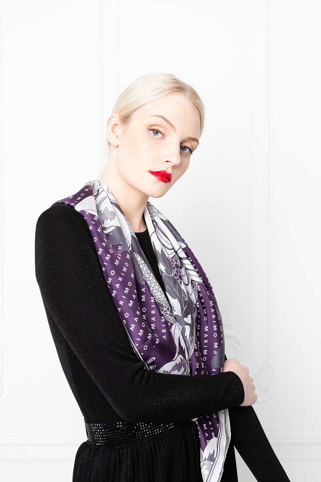 FLORAL PURPLE SILK HABOTAI SCARF