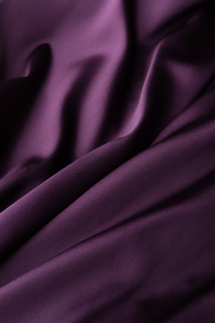 PHYMOSIA LUXURIOUS DEEP PURPLE SILK WRAP BLOUSE