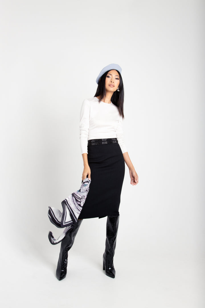 LAGETTA BLACK WOOL PENCIL SKIRT