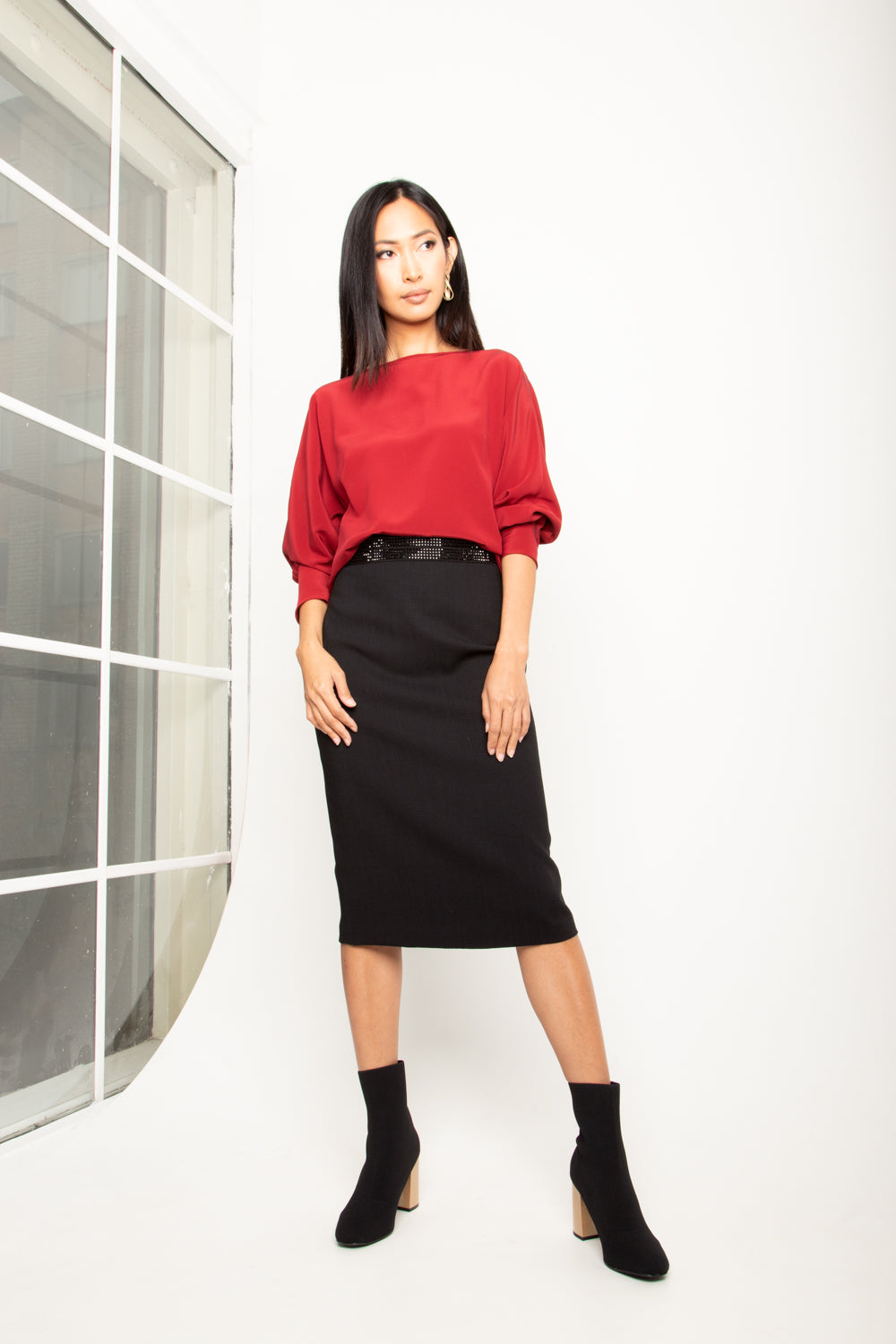 LAGETTA BLACK WOOL PENCIL SKIRT