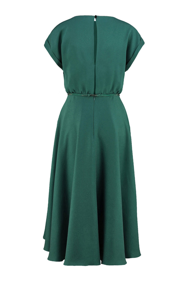 LEIBNITZIA EMERALD GREEN SILK DRESS WITH THE BELT