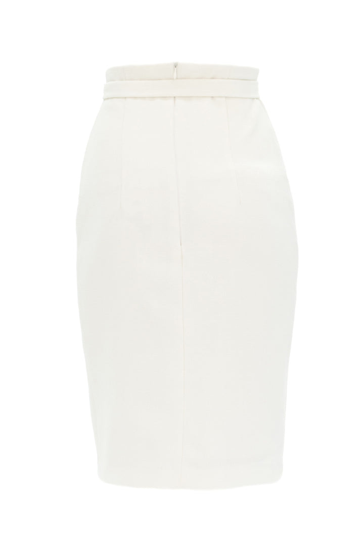 RANUNCULUS IVORY PENCIL SKIRT WITH PLEATS