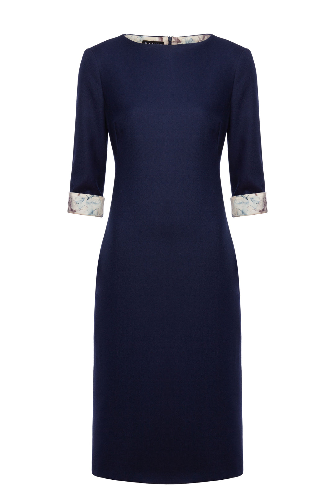 KALIDIUM NAVY BLUE WOOL A-LINE DRESS