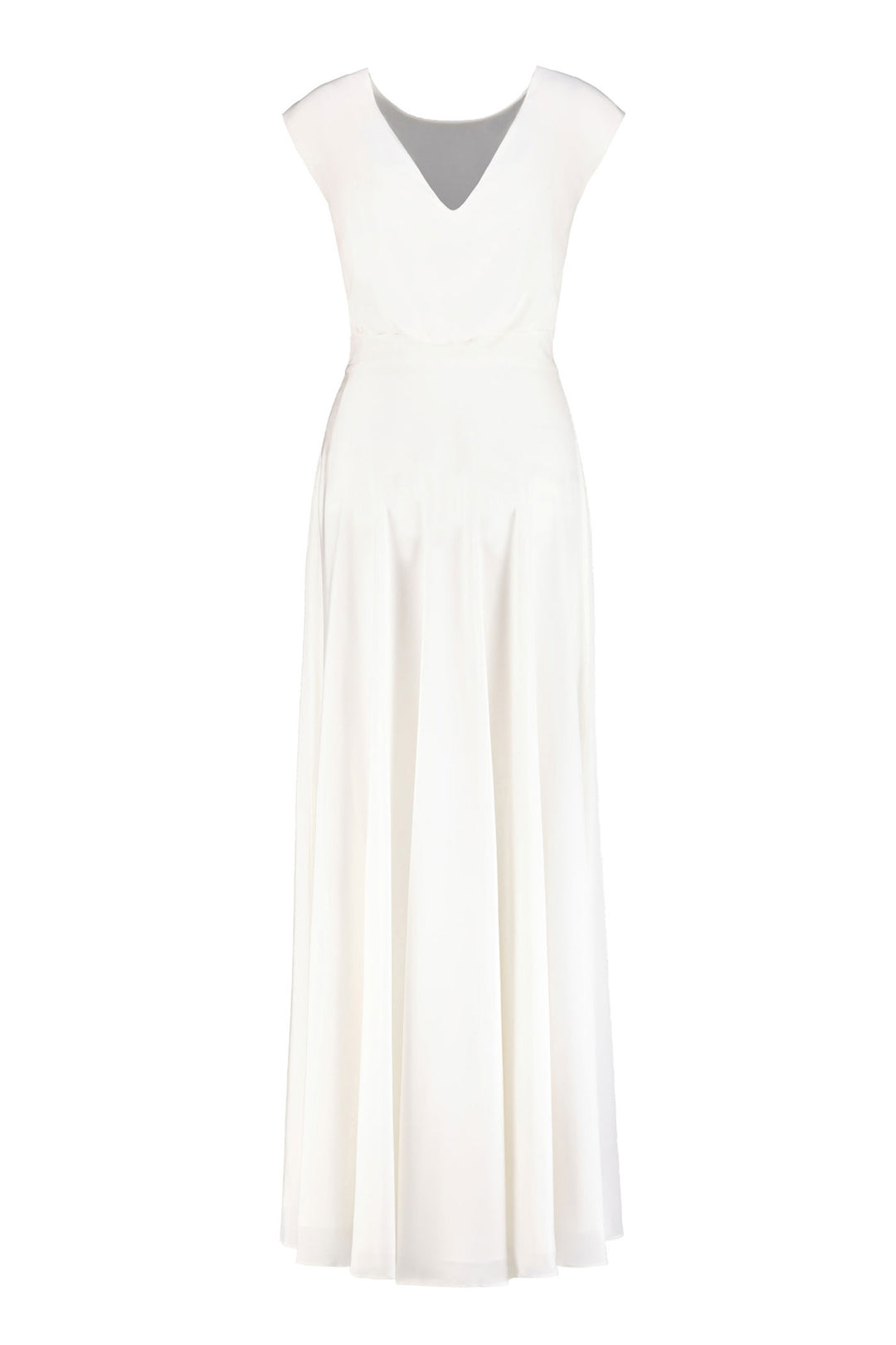 LAELIA IVORY SILK CREPE EVENING GOWN