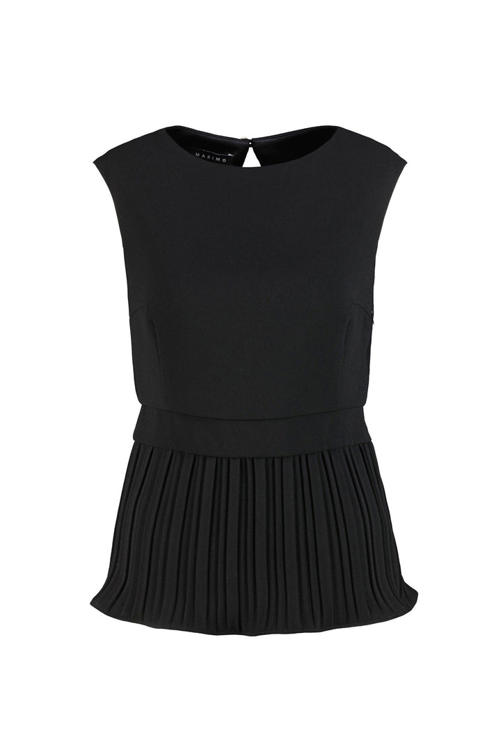 LAYIA BLACK PLEATED PEPLUM TOP