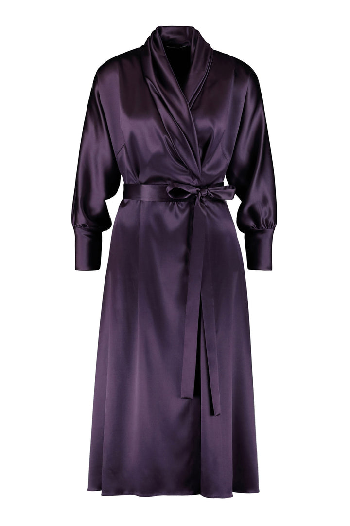 PAROCHETUS PURPLE SILK WRAP DRESS