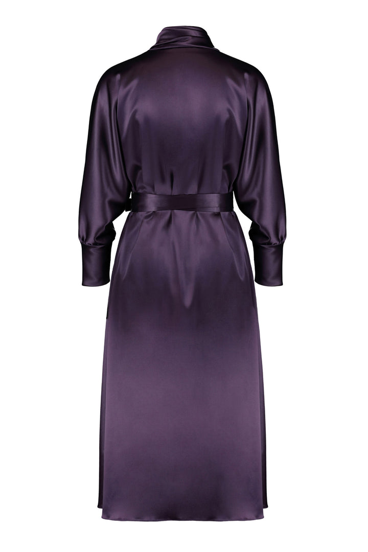 PAROCHETUS PURPLE SILK WRAP DRESS