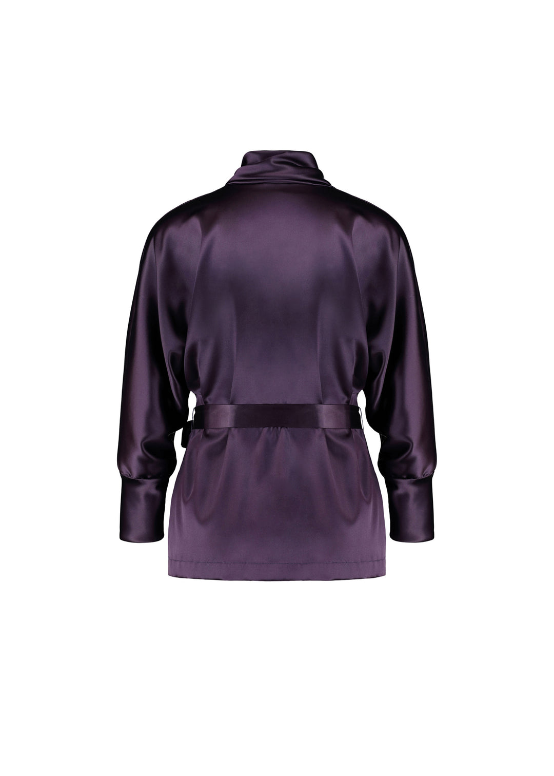 PHYMOSIA LUXURIOUS DEEP PURPLE SILK WRAP BLOUSE