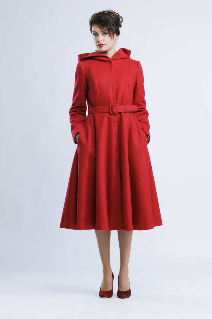 NOLANA RED HOODED COAT