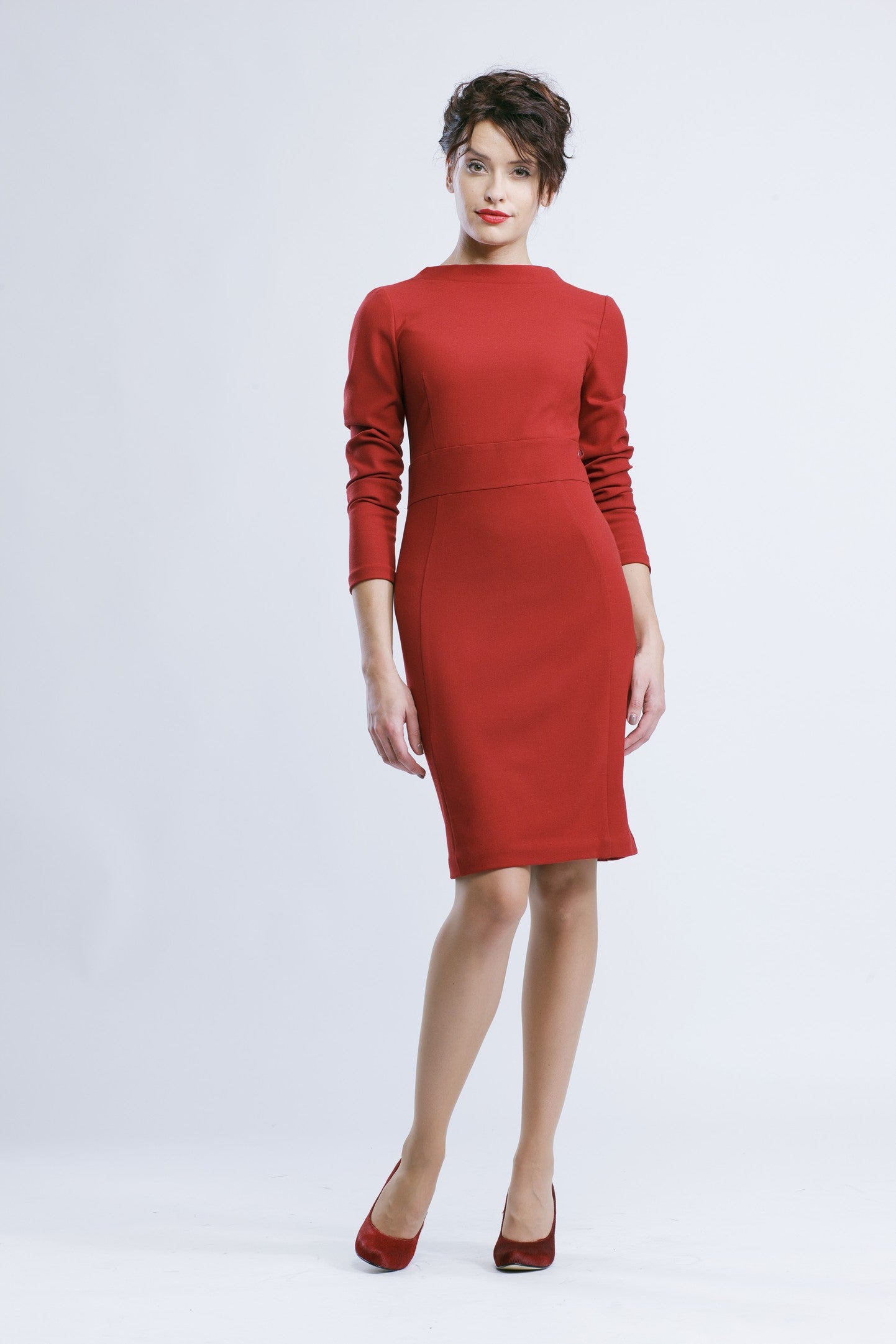 KHAYA RED OPEN BACK PENCIL DRESS Marimo Fashion