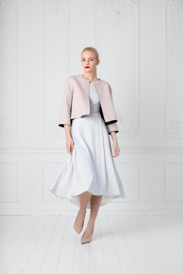 LATANIA SILVER WHITE SLIGHTLY GLITTERING VISCOSE-BLEND WRAP SKIRT