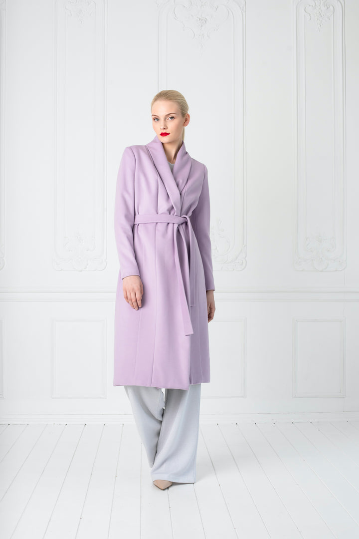 LIMONIUM LAVENDER CASHMERE WOOL BLEND LIGHTWEIGHT COAT