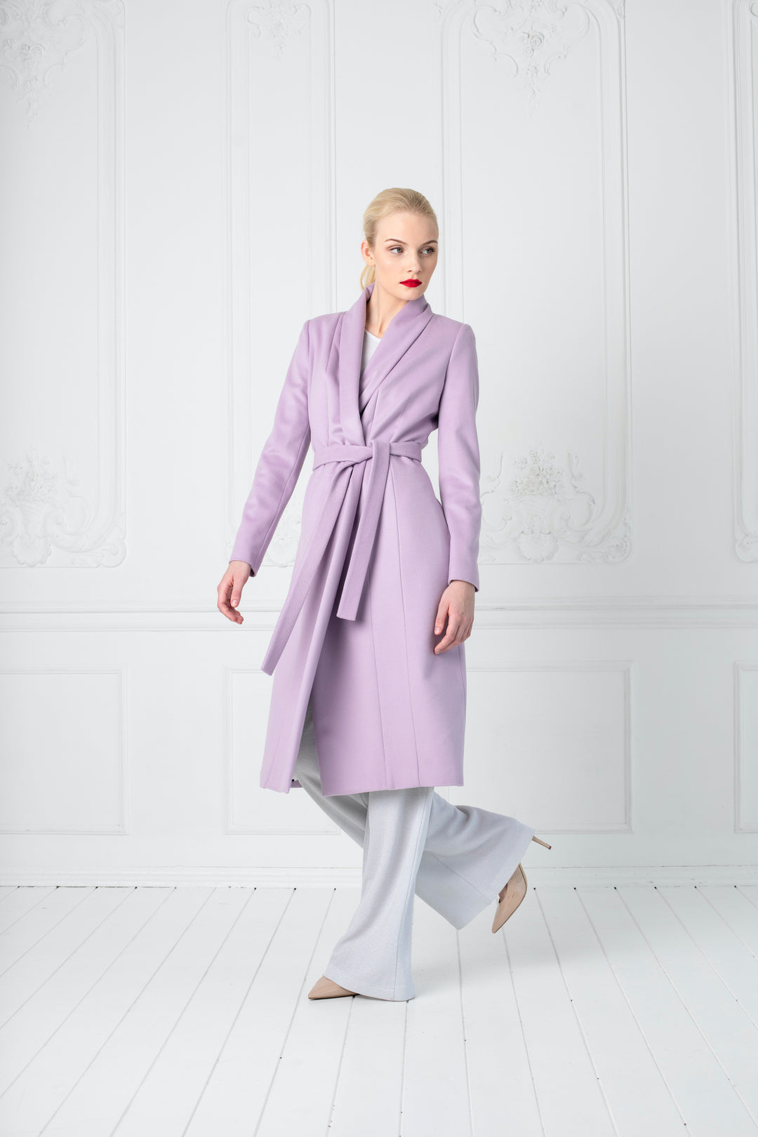 LIMONIUM LAVENDER CASHMERE WOOL BLEND LIGHTWEIGHT COAT