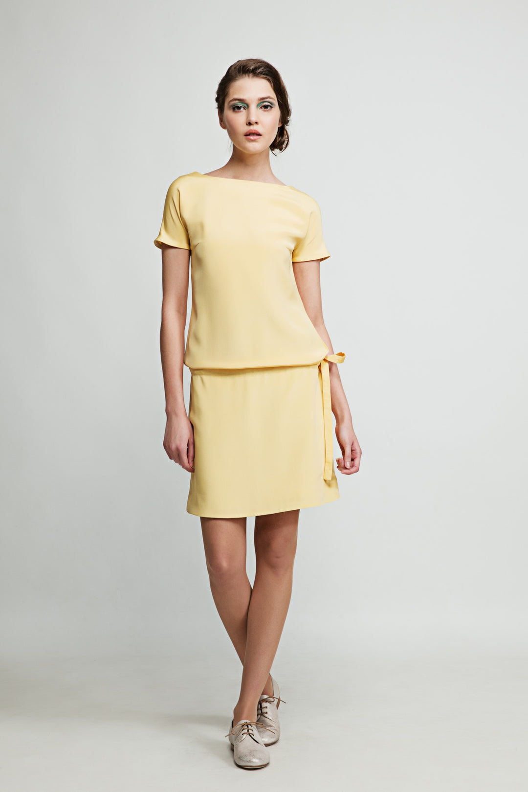 BARBAREA LIGHT YELLOW SILK SUMMER DRESS