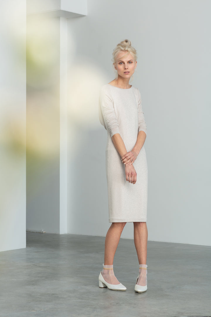 ACNIDA IVORY JERSEY DRESS