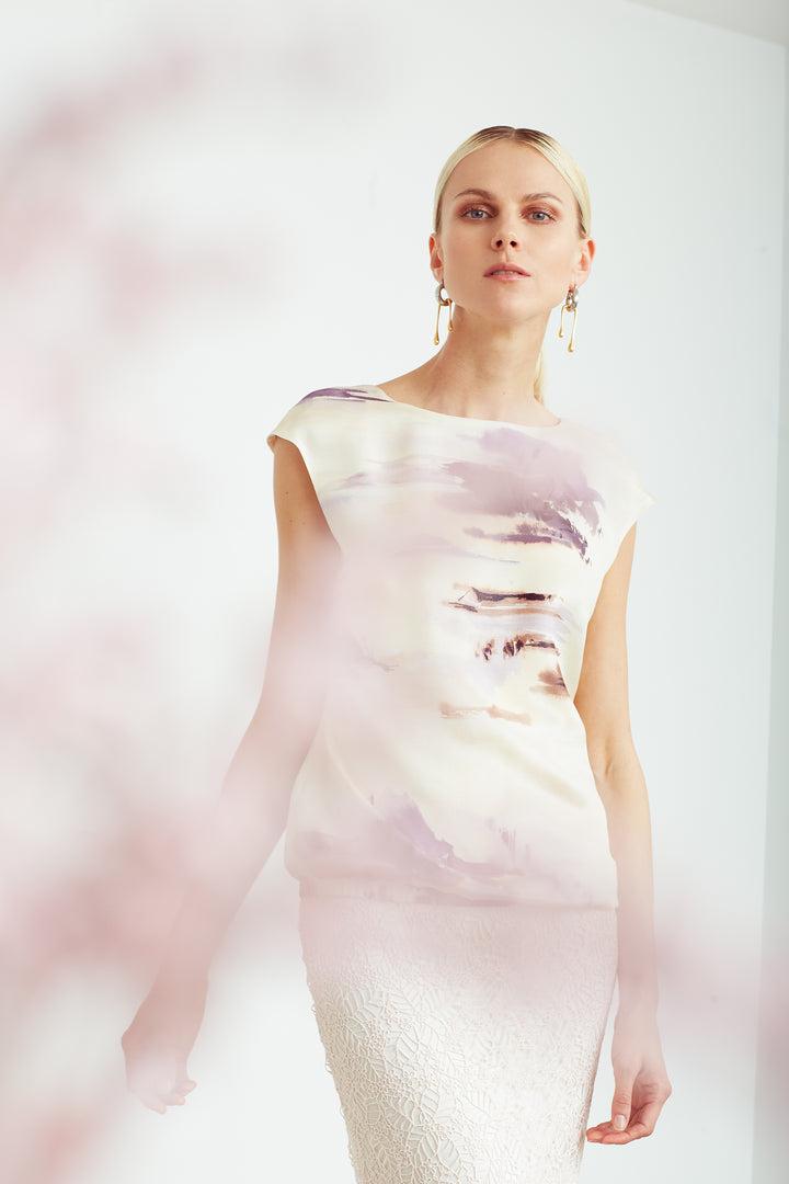 ADONIDIA AQUARELLE SILK TOP