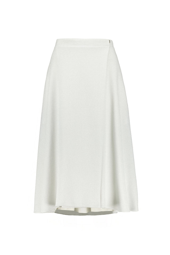 LATANIA SILVER WHITE SLIGHTLY GLITTERING VISCOSE-BLEND WRAP SKIRT