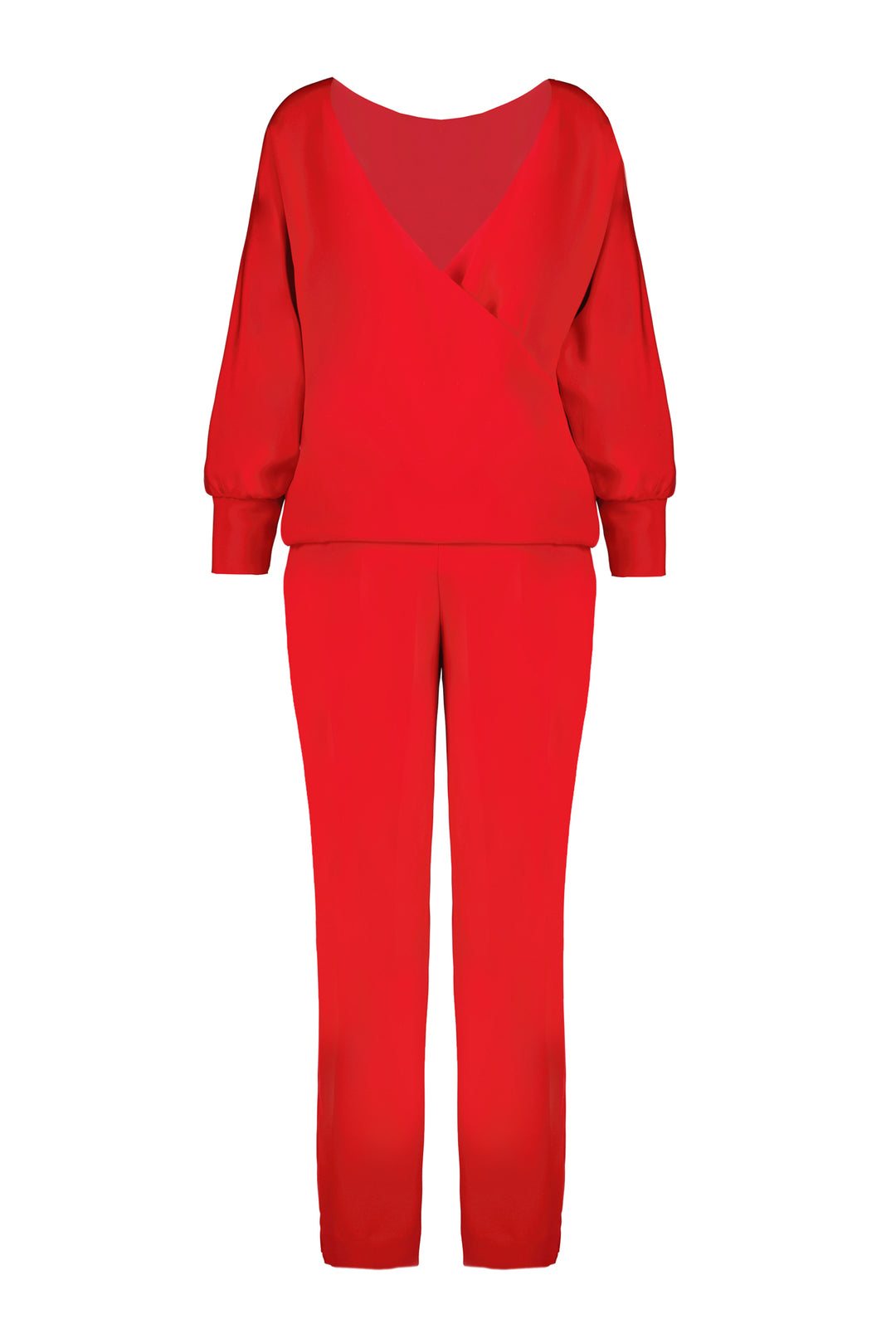 LITTORELLA RED SILK JUMPSUIT WITH AN OPEN BACK