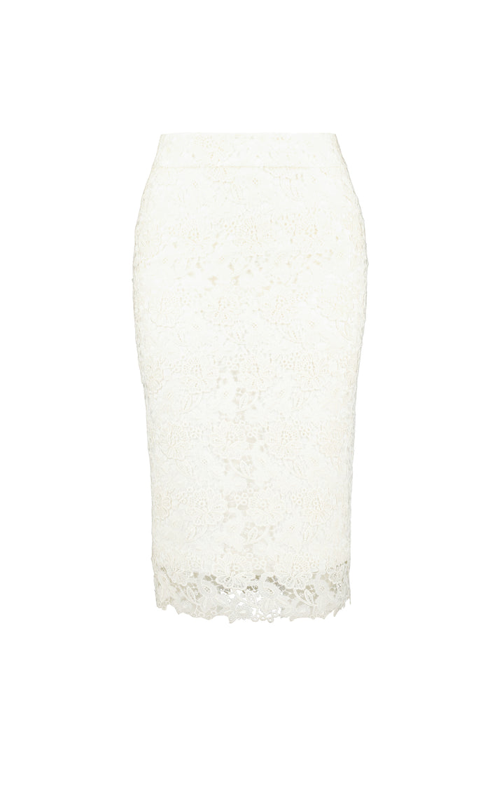 RUBIA IVORY LACE PENCIL SKIRT