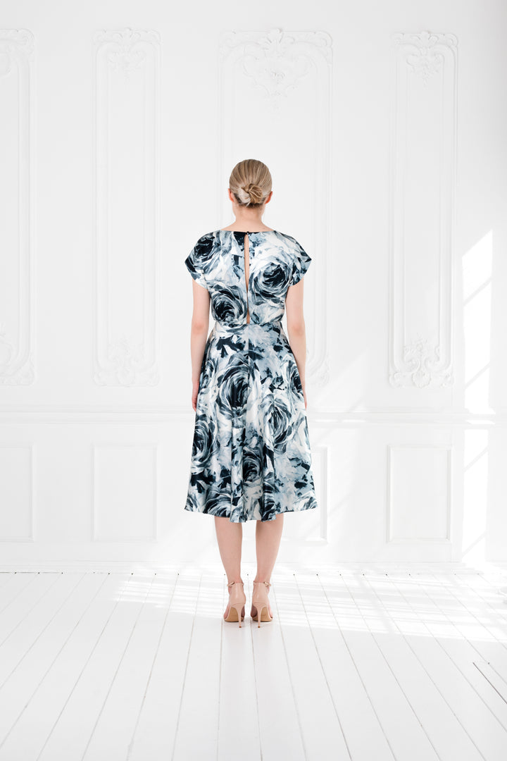 LEIBNITZIA ROSE SILK COCKTAIL DRESS