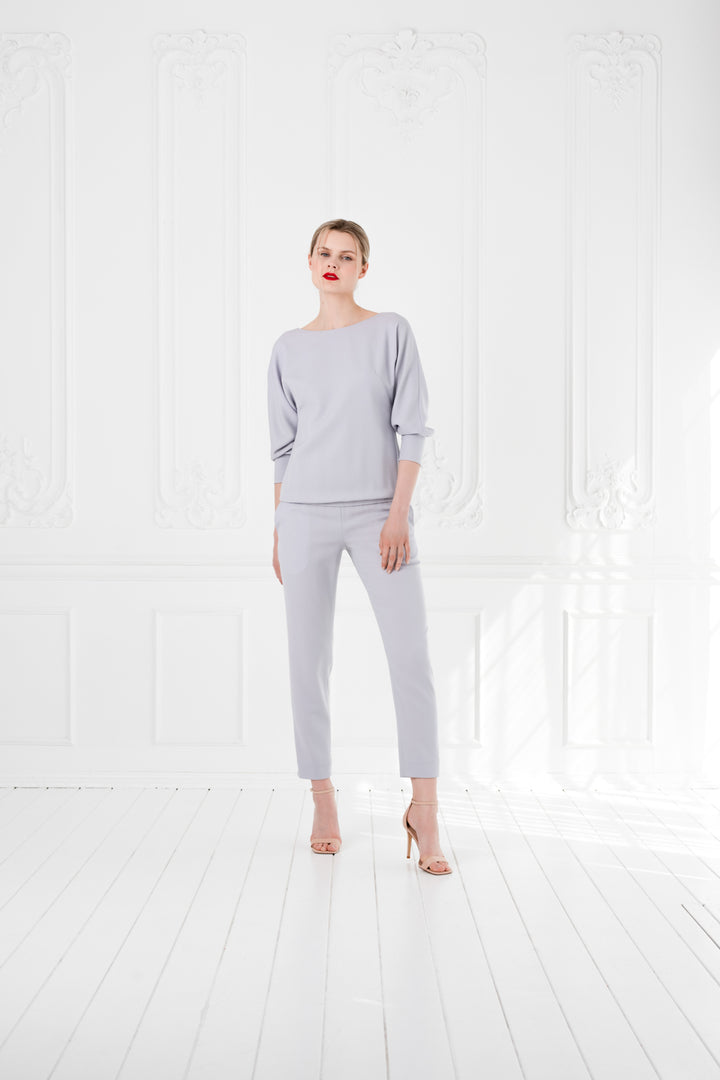 LITTORELLA LIGHT GRAY WOOL JUMPSUIT