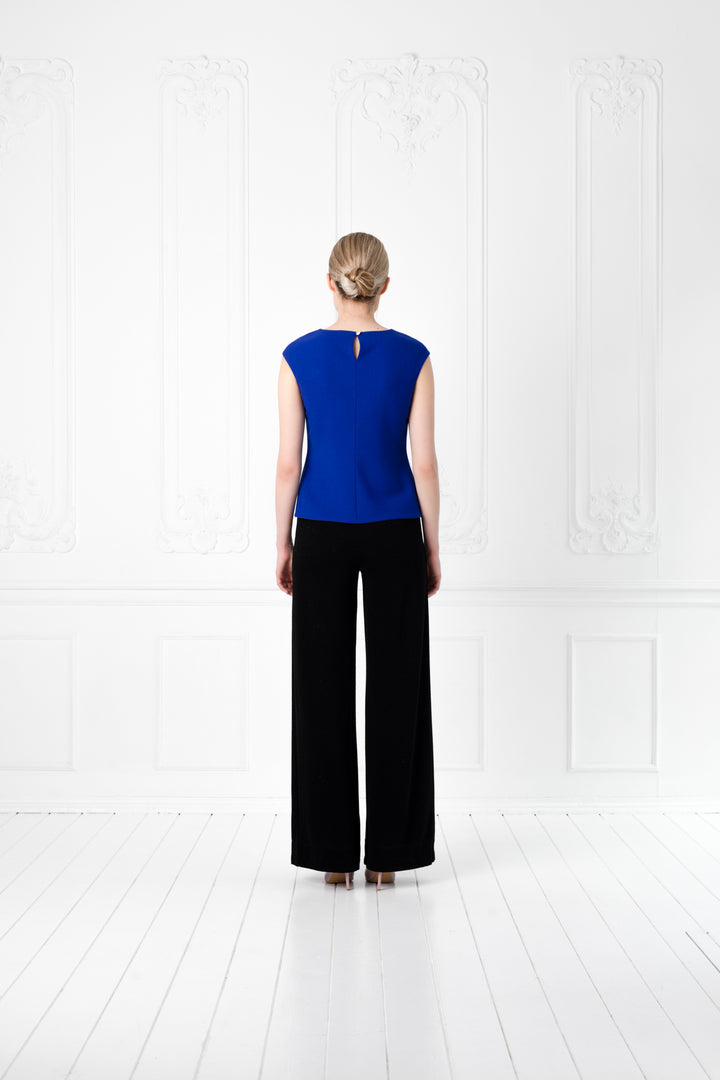 SALVIA ROYAL BLUE WOOL CREPE BLOUSE
