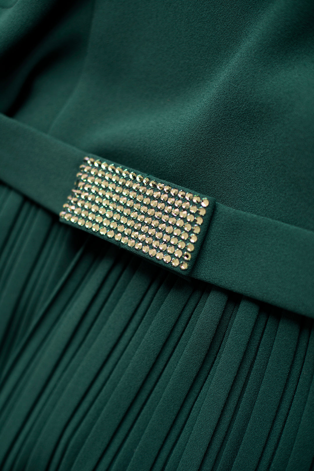 LUDWIGIA GREEN PLEATED COCKTAIL DRESS WITH THE BELT