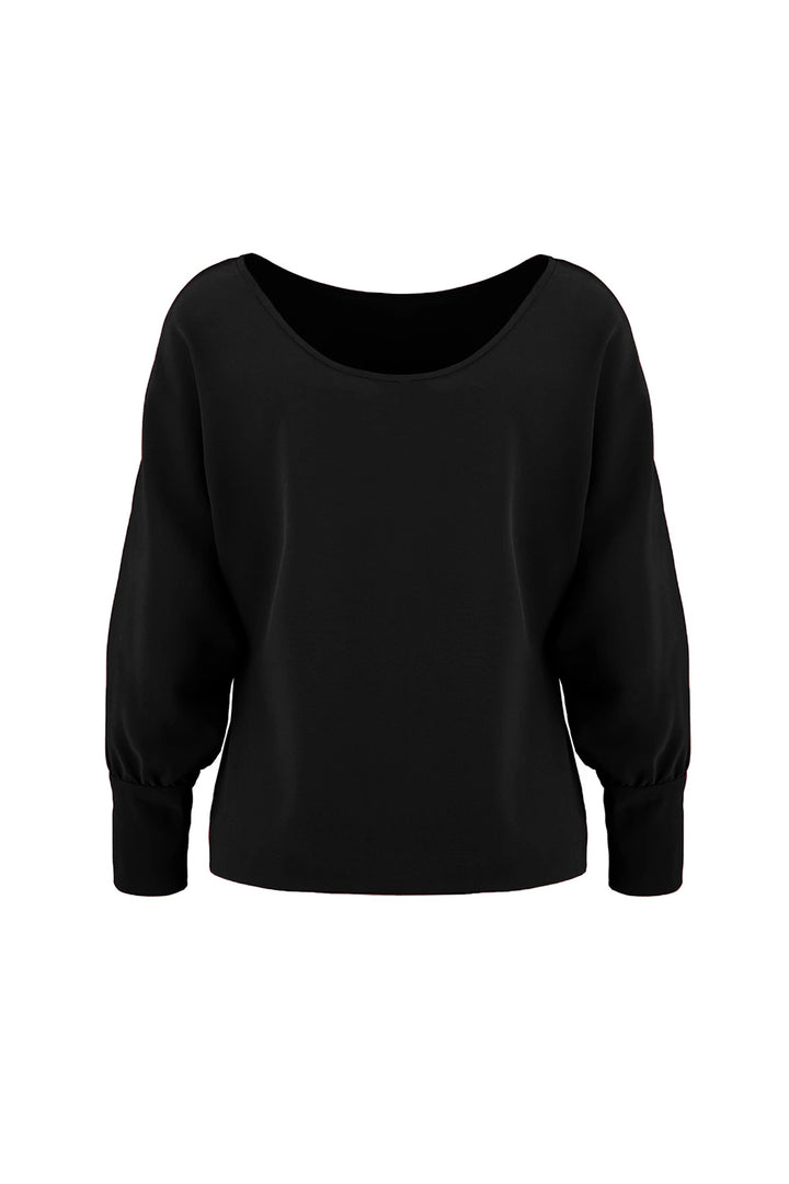 ACTAEA BLACK LONG SLEEVED BLOUSE