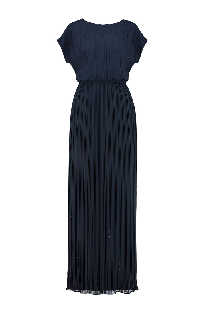 MERREMIA NAVY BLUE PLEATED GOWN