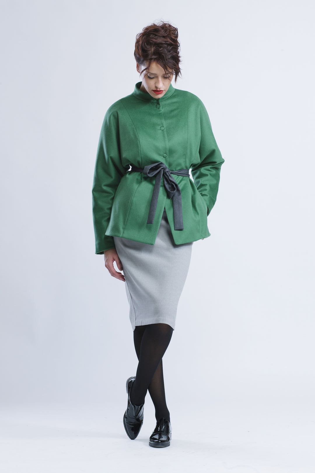 NESLIA GREEN KIMONO CUT WINTER JACKET