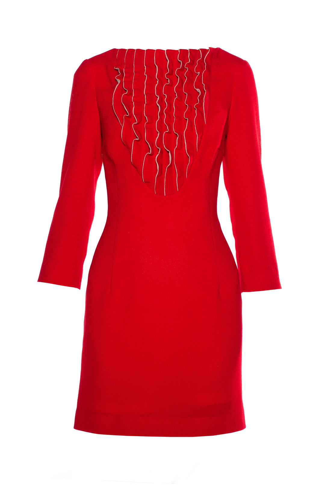 DRIMIA RED RUFFLE DETAIL DRESS