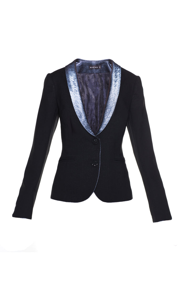 RHODIOLA BLACK JACKET WITH SHAWL COLLAR