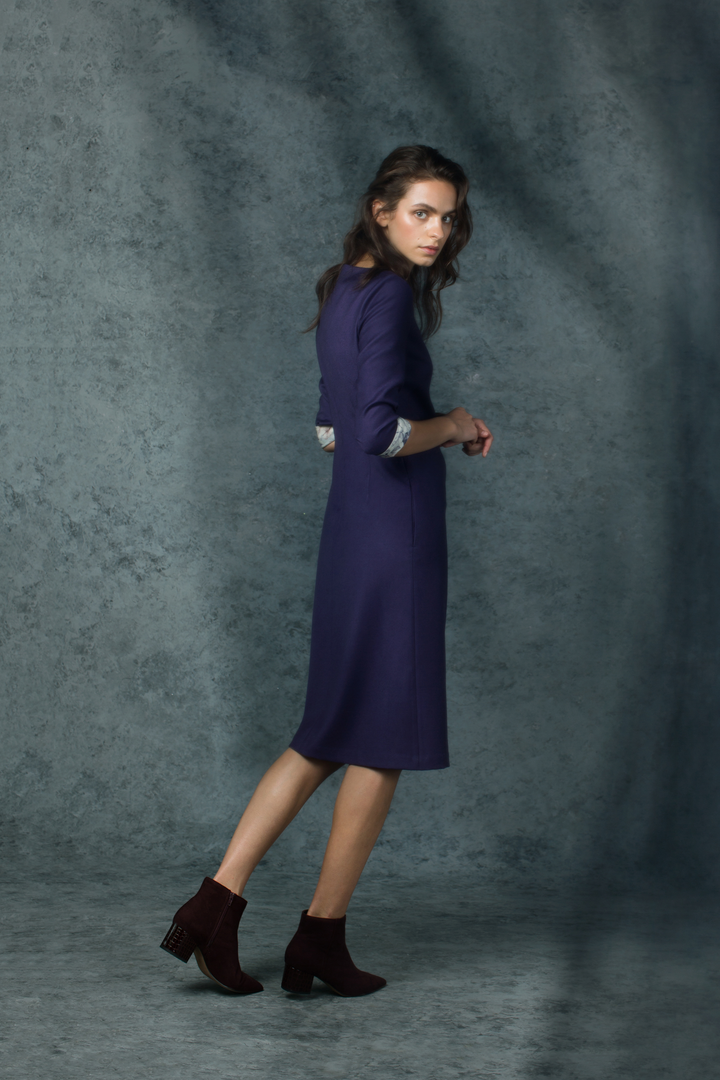 KALIDIUM LILAC WOOL A-LINE DRESS