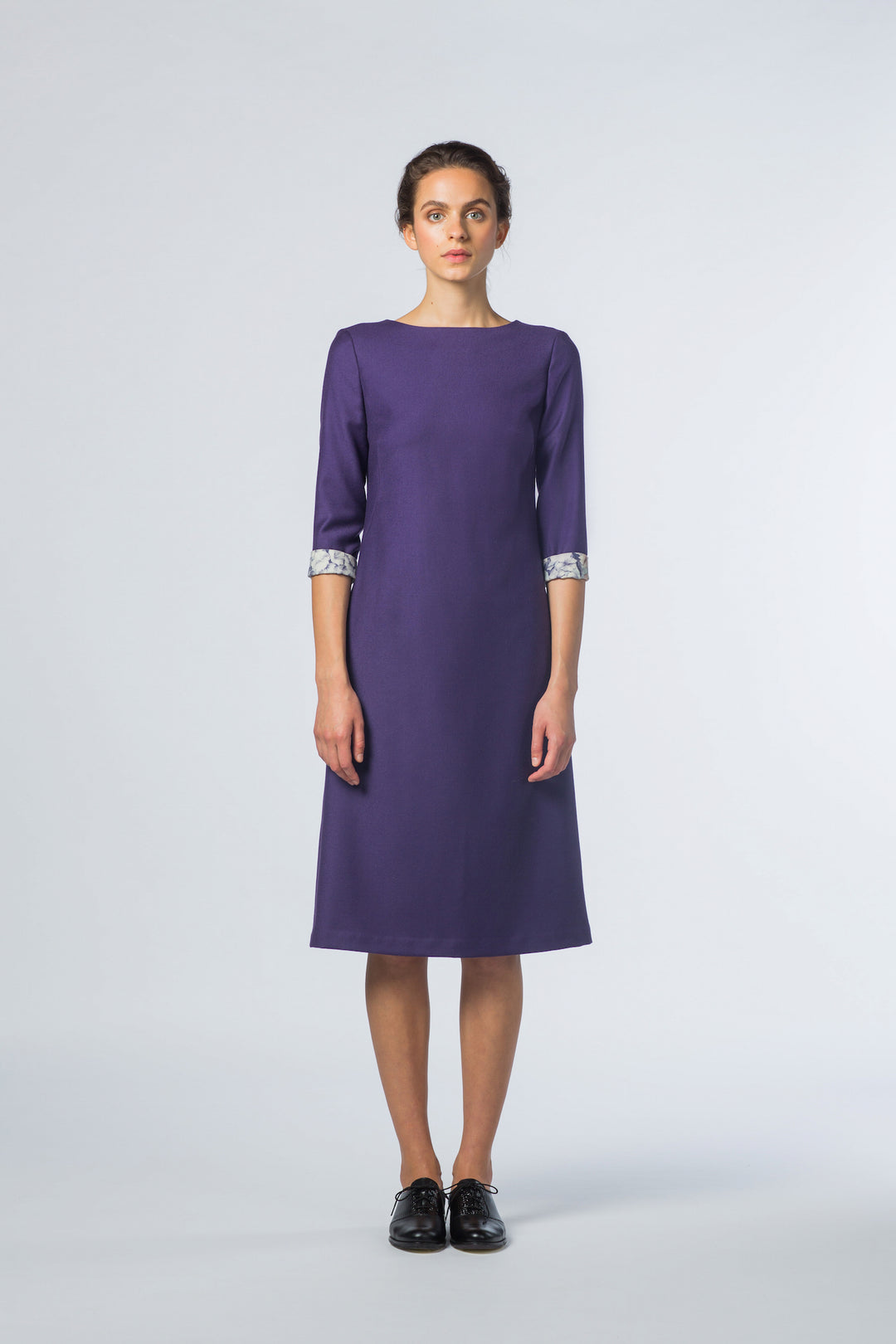 KALIDIUM LILAC WOOL A-LINE DRESS