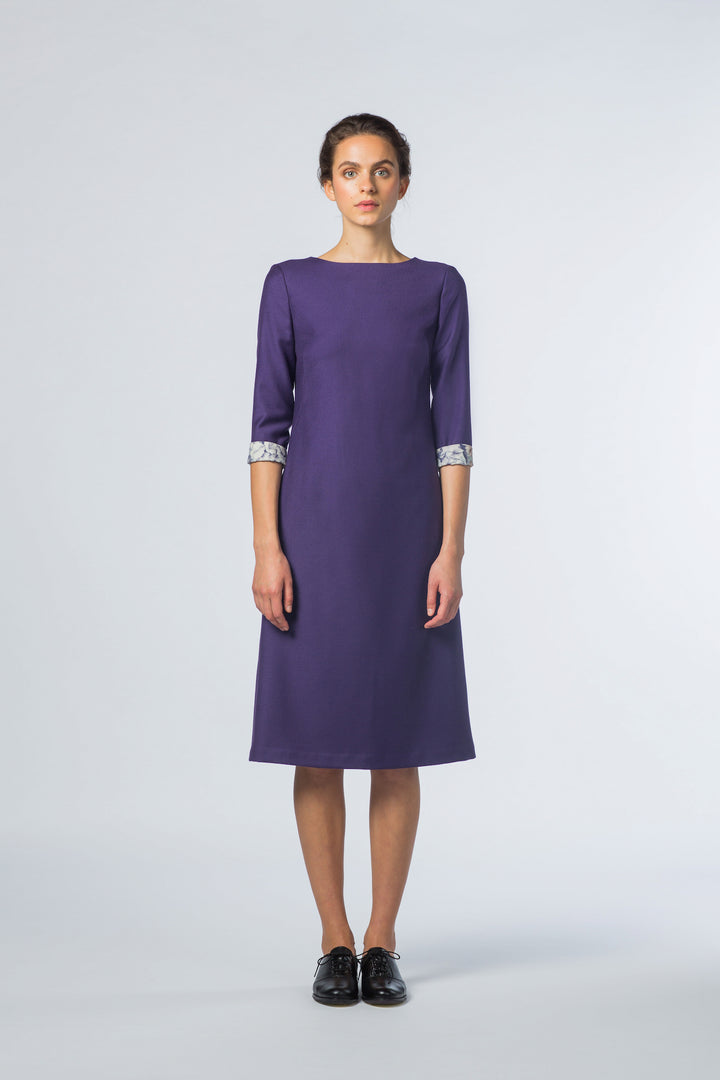 KALIDIUM LILAC WOOL A-LINE DRESS